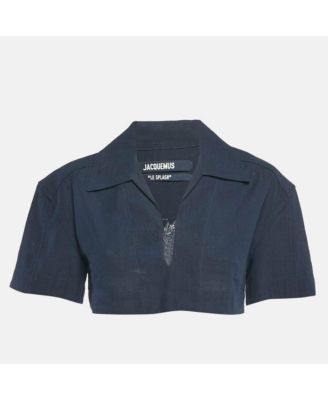 Women's Navy Blue Hemp Blend Le Haut Bebi Crop Top