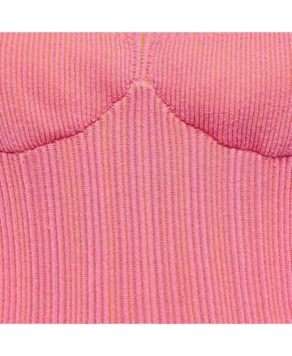 Women's Pink/orange Rib Knit La Maille Valensole Tank Top