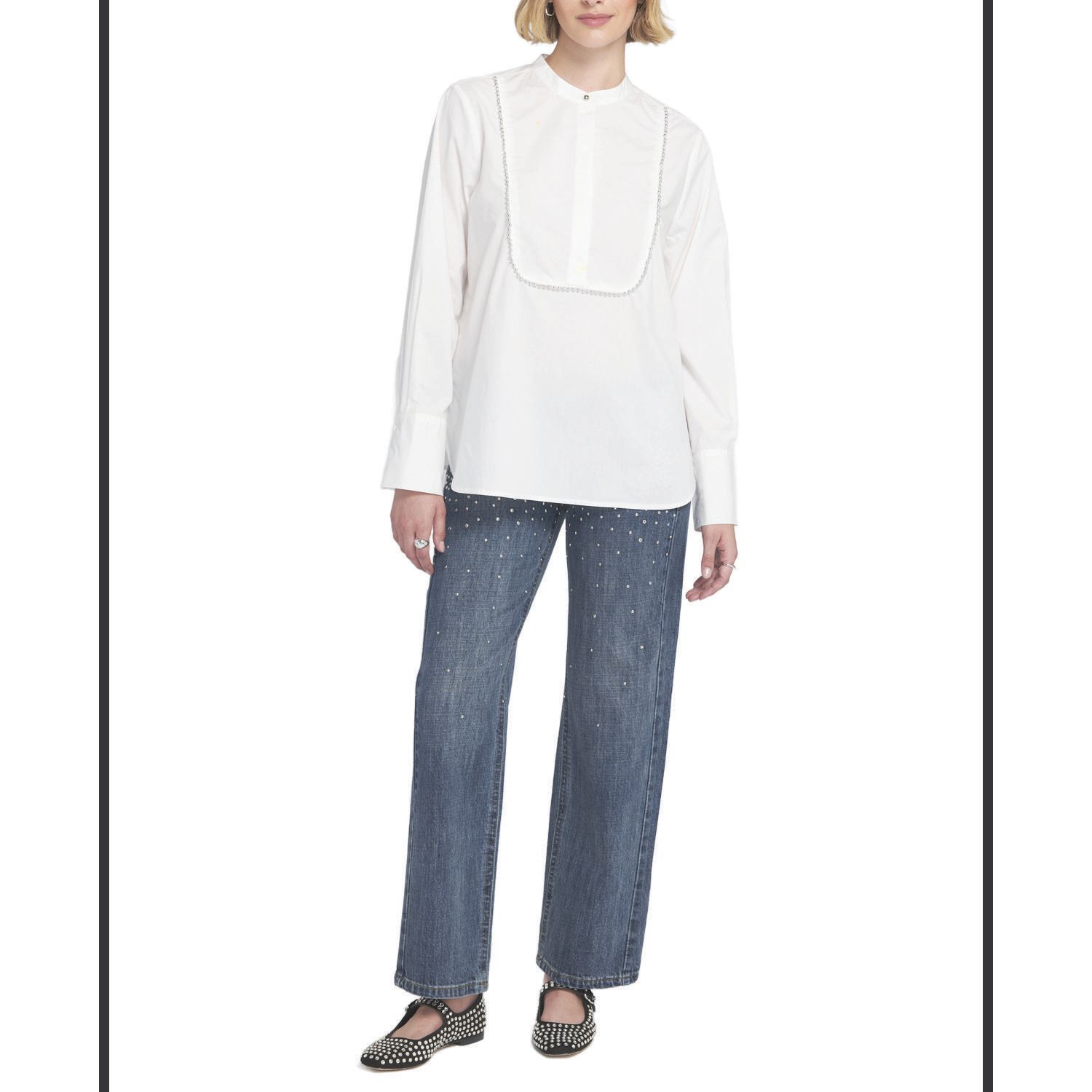 Women's Beaded Shirt Blouse Top