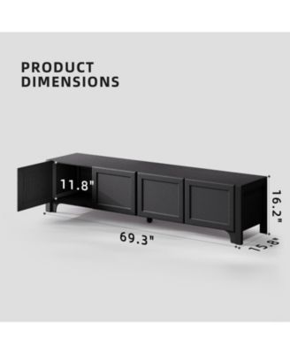 70-Inch Modern TV Stands Wood Media Console with Leather-Wrapped Door Panels for Living Room & Bedroom