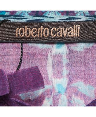 Women's Purple Floral Print Silk Ruffled Top