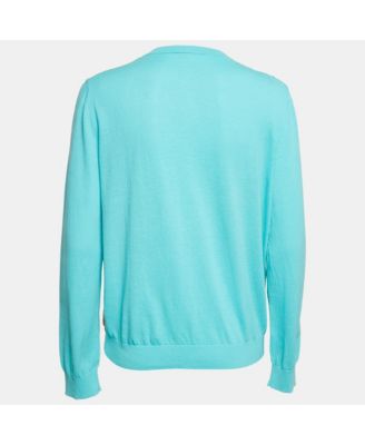 Women's Cheap And Chic Blue Printed Chiffon And Cotton Knit Cardigan