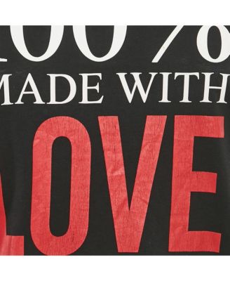 Women's Black 100% Made With Love Logo Print Cotton T-Shirt