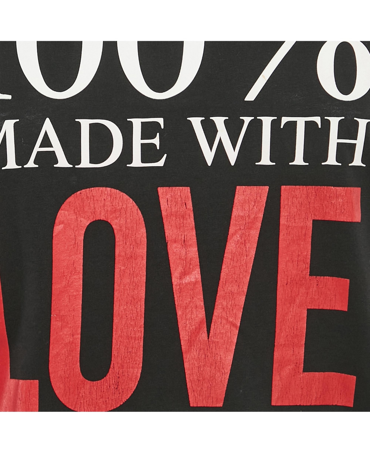 Pre-Owned Love Moschino Women's Black 100% Made With Love Logo Print Cotton T-Shirt
