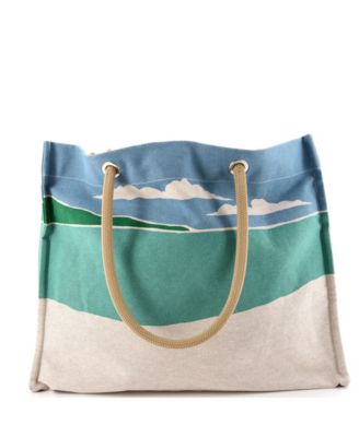 Pre-Owned HERMES La Plage Beach Tote Bag Printed Canvas