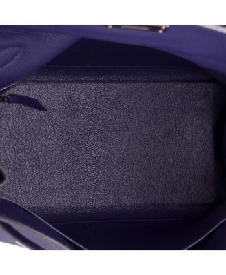 Kelly 28 Handbag Blue Togo with Palladium Hardware