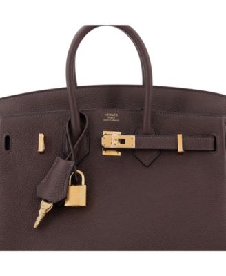 Pre-Owned HERMES Birkin 25 Handbag Brown Togo with Gold Hardware