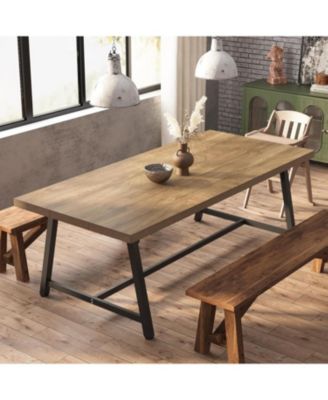 Dining Table for 8 People, 70.87-inch Rectangular Wood Kitchen Table with Strong Metal Frame