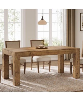 Solid Wood Dining Table for 6, Farmhouse Kitchen Table with Heavy Duty Legs, Rectangular Wood Dinner Table