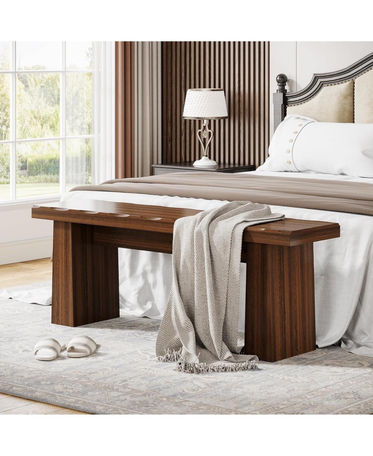 Tribesigns 47-Inch Entryway Bench, Wooden Bench with Sturdy Frame