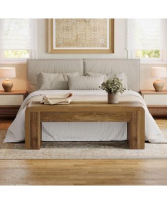 Farmhouse End of Bed Bench for Bedroom, 47.24-Inch Long Entryway Bench