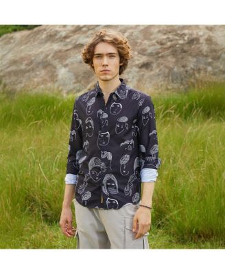 Men's Midnight Black Doodle Face Shirt