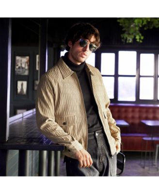 Men's Mousse Brown Zip-Front Crease-Tactile Jacket