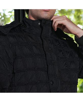 Men's Obsidian Black Grid-Tactile Puffer Jacket