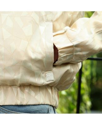 Men's Cream White Mozaic-Jacquard Bomber Jacket