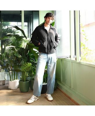 Men's Obsidian Black Zip-Front Geometric-Jacquard Jacket