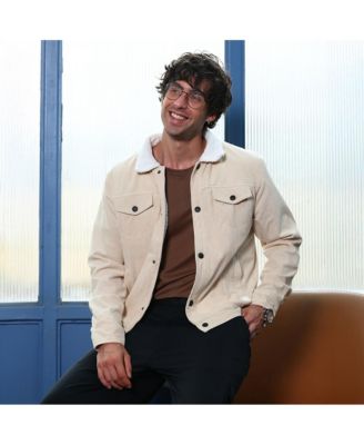 Men's Cream White Utility-Corduroy Jacket