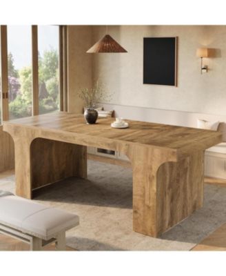 71-Inch Large Dining Table for 6-8, Farmhouse Wooden Kitchen Table with Arched Design