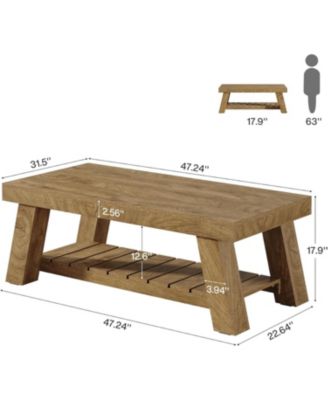 Rectangular Coffee Table, 47.24" Farmhouse Wood Center Tables for Living Room,Brown