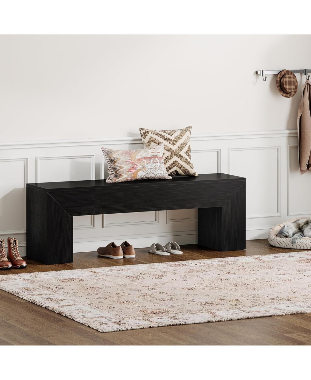 Tribesigns Dining Bench, Farmhouse Wooden Entryway Bench, Entry 47" Long Bench for Living Dining Room, Hallway and Bedroom, Easy Assembly