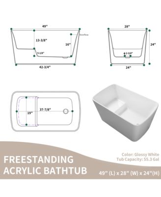 Acrylic Freestanding Soaking Tub with Sit-In Design and Chrome Overflow
