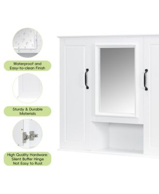 36" Wall Mounted Medicine Cabinet with Mirror and 3 Doors