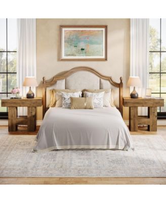 Set of 2 Narrow End Table, Farmhouse Sofa Side Table with 2-Tier Storage Shelf and Heavy Duty Base for Living Room