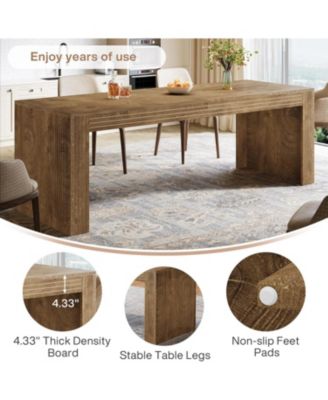 Large Dining Table for 6-8, Rectangular Kitchen Table with Heavy Duty Pedestal