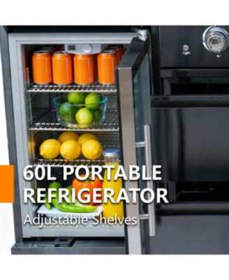 43" 6-Burner Gas Grill Outdoor Kitchen with Wine Cooler, Rotisserie & Granite