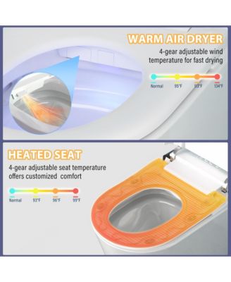 Smart Tankless  Bathroom Fixture,Elongated Heated Seat,Auto Open/Close,Warm Wash/Dryer,Foot Sensor Flush.