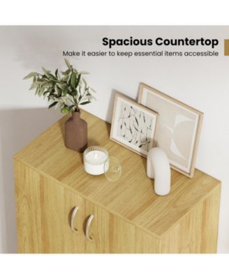 6-Tier Wooden Shoe Storage Cabinet w/ Doors Removable Shelves for Entryway