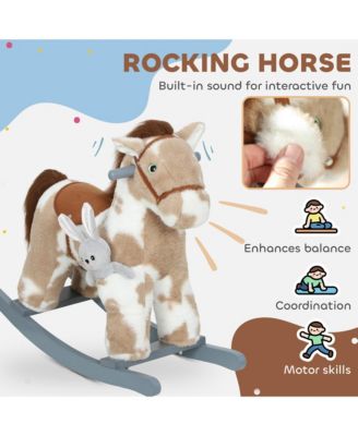 Rocking Horse, Kids Plush Animal Rocker with Realistic Neigh