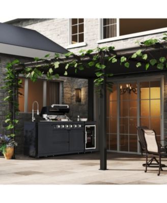 46" 4-Burner Gas Grill Outdoor Kitchen with Fridge, Rotisserie & Granite Counter