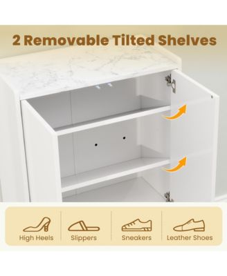 Shoe Storage Cabinet Freestanding Shoe Organizer w/ Anti-tipping Kit Open Shelf