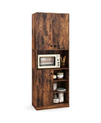 Kitchen Pantry Storage Cabinet 65.5" Tall Modern Hutch Cabinet with Microwave Stand
