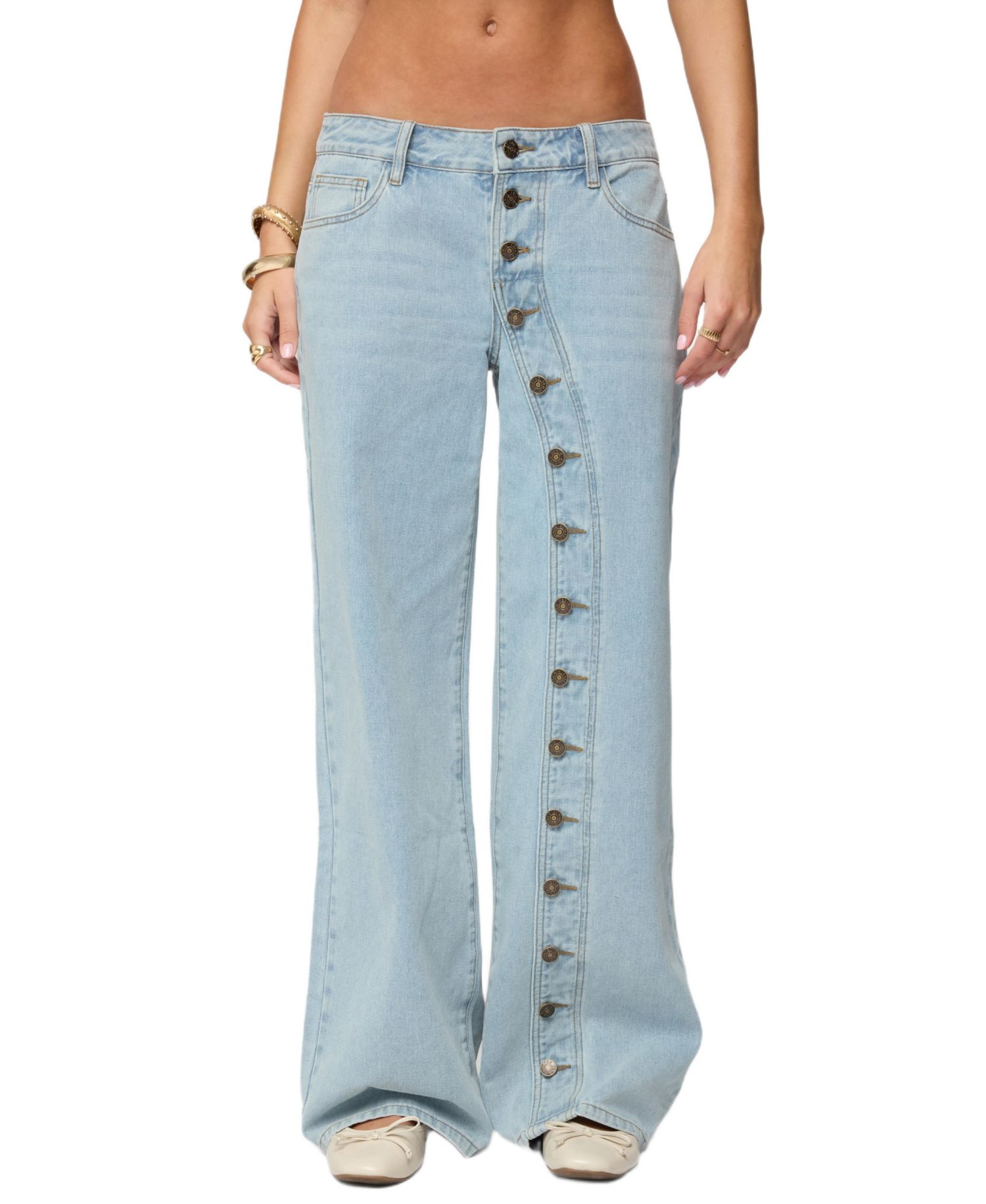 Women's Adison Button Low Rise Baggy Jeans