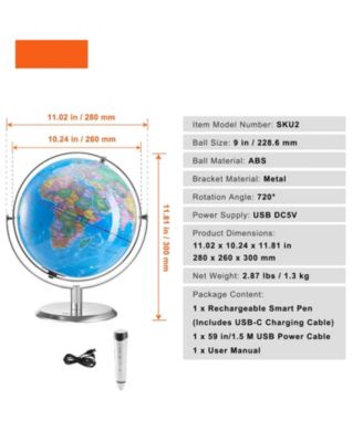 Talking World Globe 9" Interactive Educational Globe with Talking Pen