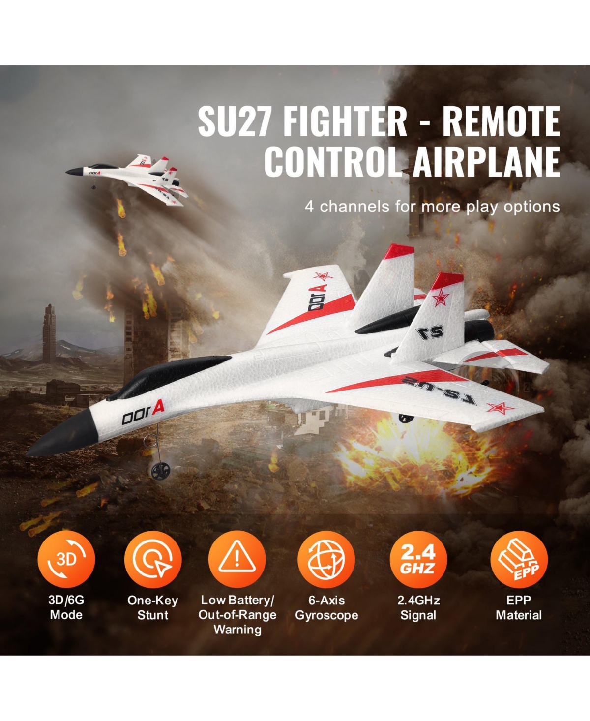 Hongge Rc Airplane 4-Channel with Gyro Stabilizer Ready to Fly