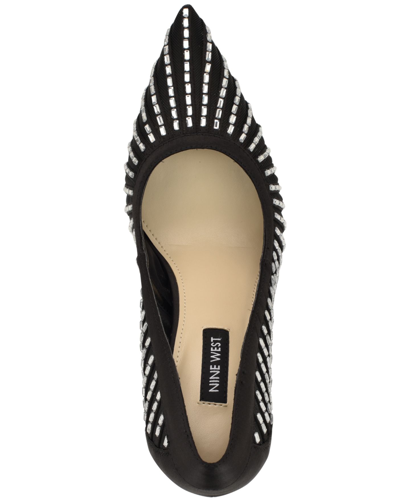 Женские туфли Nine West Feresah Embellished Mesh Stiletto Dress Pumps, цвет: Чёрный сетчатый — фото 4