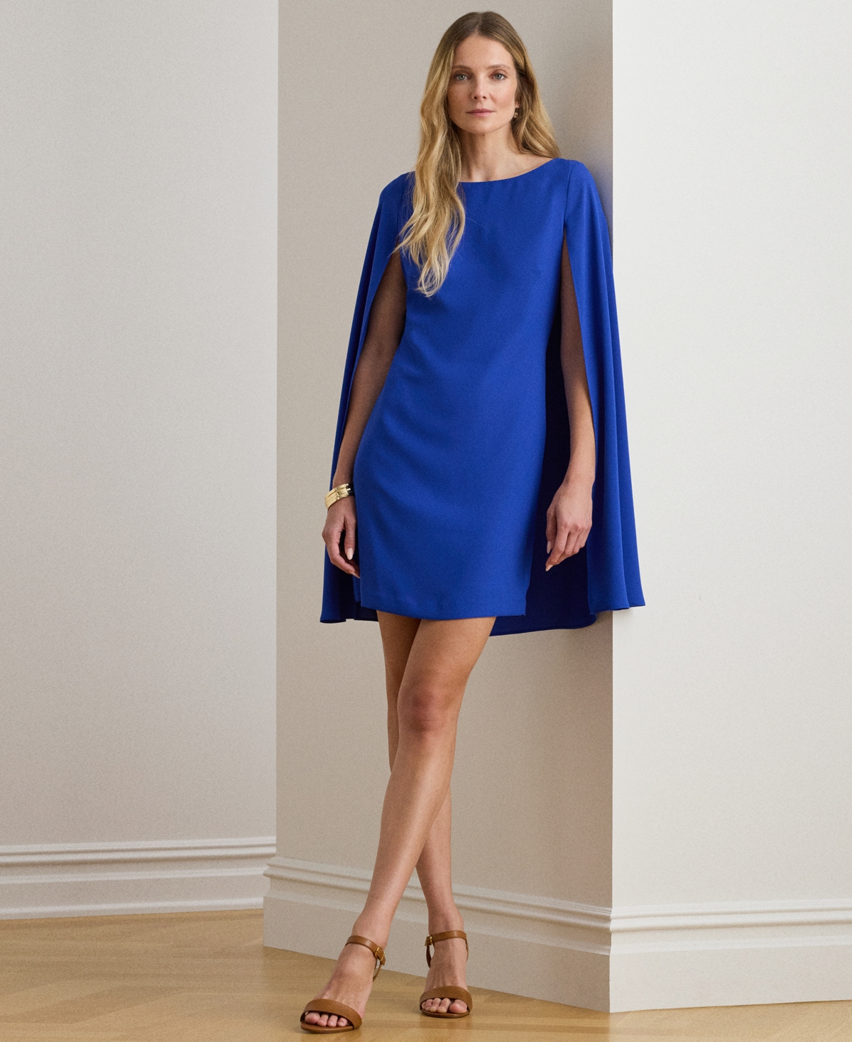 Lauren Ralph Women's Cape Georgette Cocktail Dress