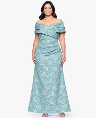 Plus Size Off-The-Shoulder Sleeveless Long Sheath Dress