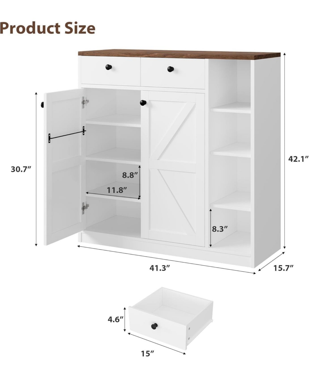 gaomon 42" Tall Shoe Storage Cabinet with Doors and Drawers, Modern 4-Tier Shoe Organizer, 3 Adjustable Shelves, Entryway Shoe Rack Cabinet