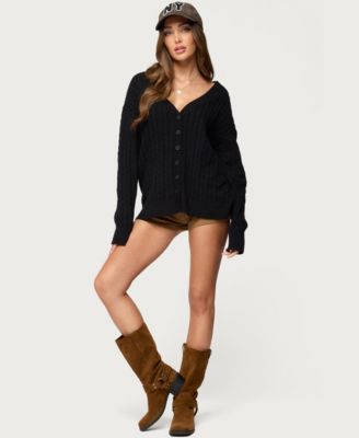 Womens Francine Oversized V Neck Cardigan