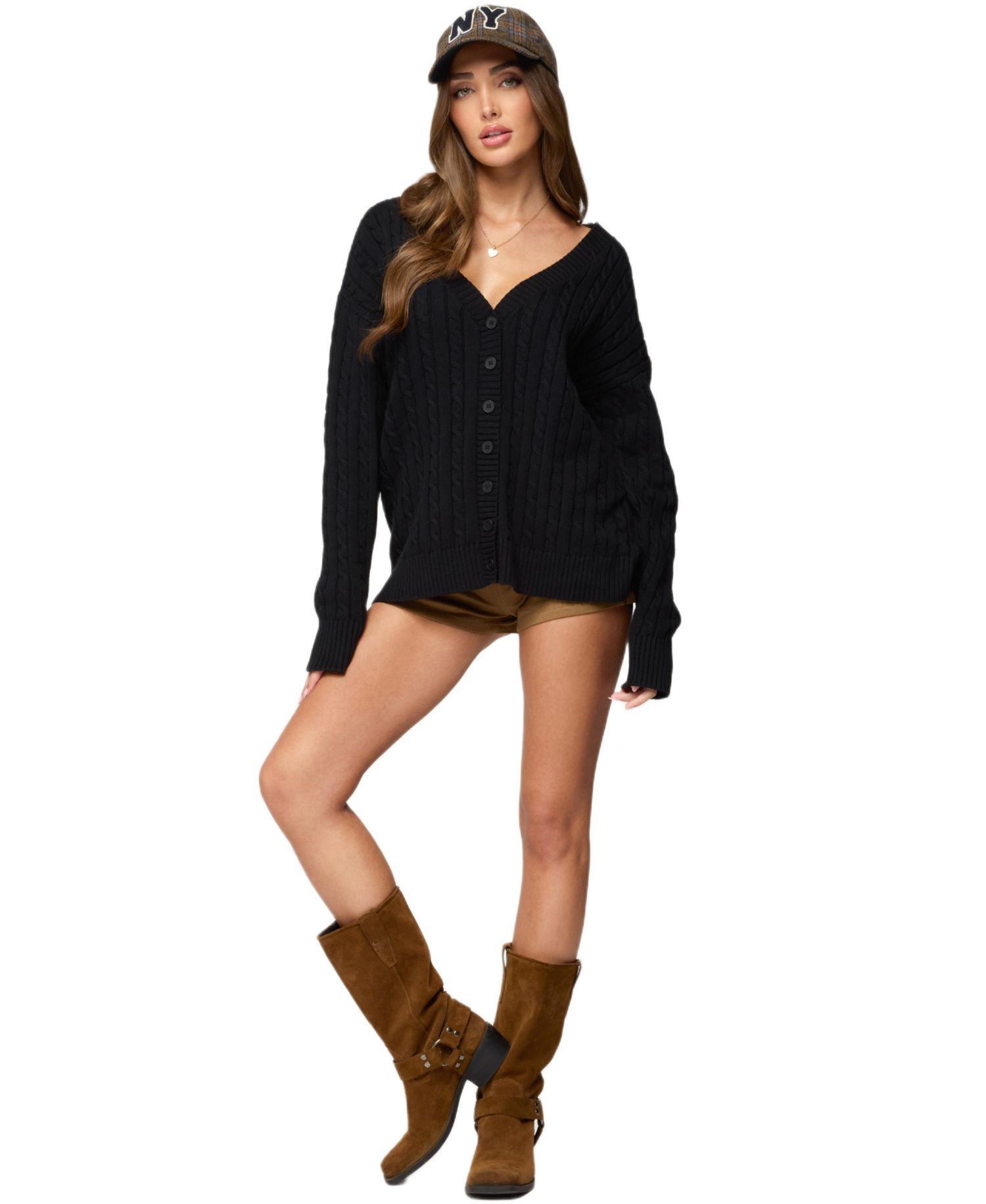 Womens Francine Oversized V Neck Cardigan