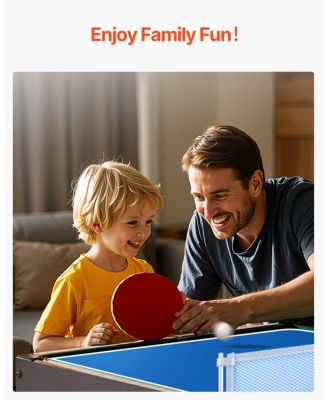 4-in-1 Combo Game Table, 48" Air Hockey, Pool, Foosball and Ping Pong Multi-Game Table for Family Game Rooms