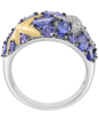 Tanzanite (3-3/8 ct. t.w.) & Diamond (1/5 ct. t.w.) Ring in Sterling Silver with Gold Plating