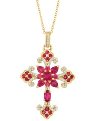 Ruby (2-3/8 ct. t.w.) & Diamond (1/3 ct. t.w.) Pendant Necklace in 14k Rose Gold