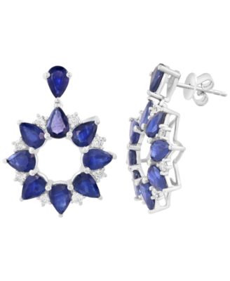 EFFY Collection - Sapphire (7-1/5 ct. t.w.) & Diamond (1/2 ct. t.w.) Drop Earrings in 14K White Gold