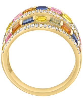 Multi-Sapphire (2-1/5 ct. t.w.) & Diamond (3/8 ct. t.w.) Ring in 14k Yellow Gold