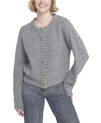Women's Beaded Cardigan Cable Knit Sweater